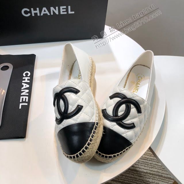 Chanel女鞋 香奈兒頂級版本漁夫鞋 白皮黑皮標  naq1102